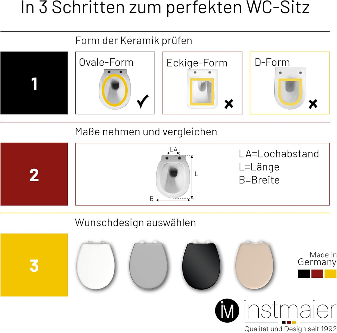 instmaier Toilettendeckel mit Absenkautomatik weiss | Made in Germany | ovale Form | Toilettensitz a