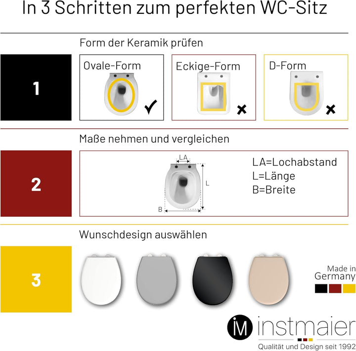 instmaier Toilettendeckel mit Absenkautomatik weiss | Made in Germany | ovale Form | Toilettensitz a