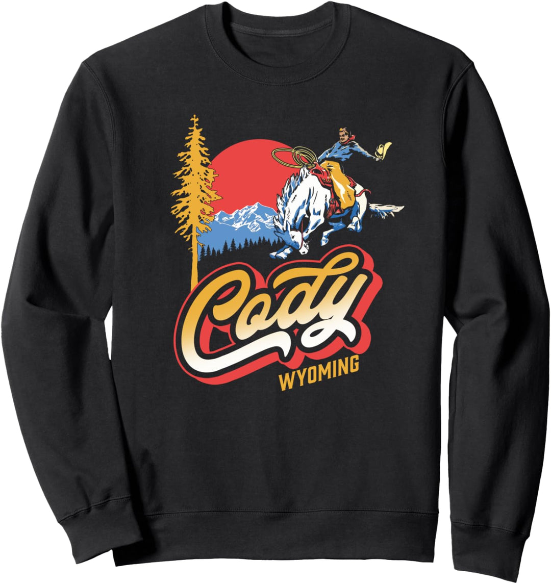Cody Wyoming Vintage Rodeo Cowboy Bronco Retro 80s Outdoors Sweatshirt