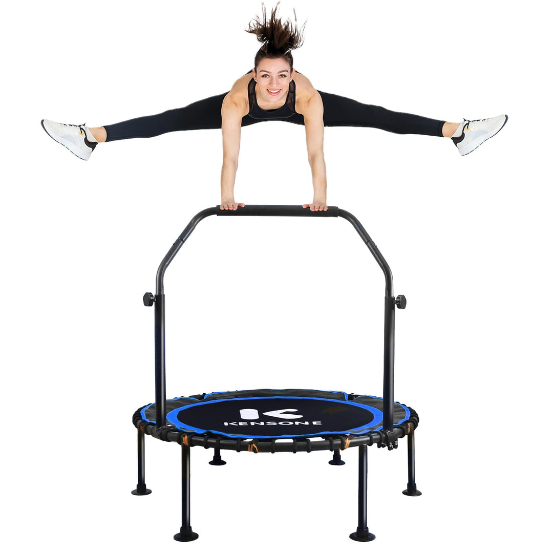 40/48 Zoll Faltbares Rebounder Trampolin für Erwachsene mit Bungee, 450/250 kg leises Indoor-Mini-Tr