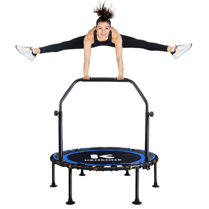 40/48 Zoll Faltbares Rebounder Trampolin für Erwachsene mit Bungee, 450/250 kg leises Indoor-Mini-Tr