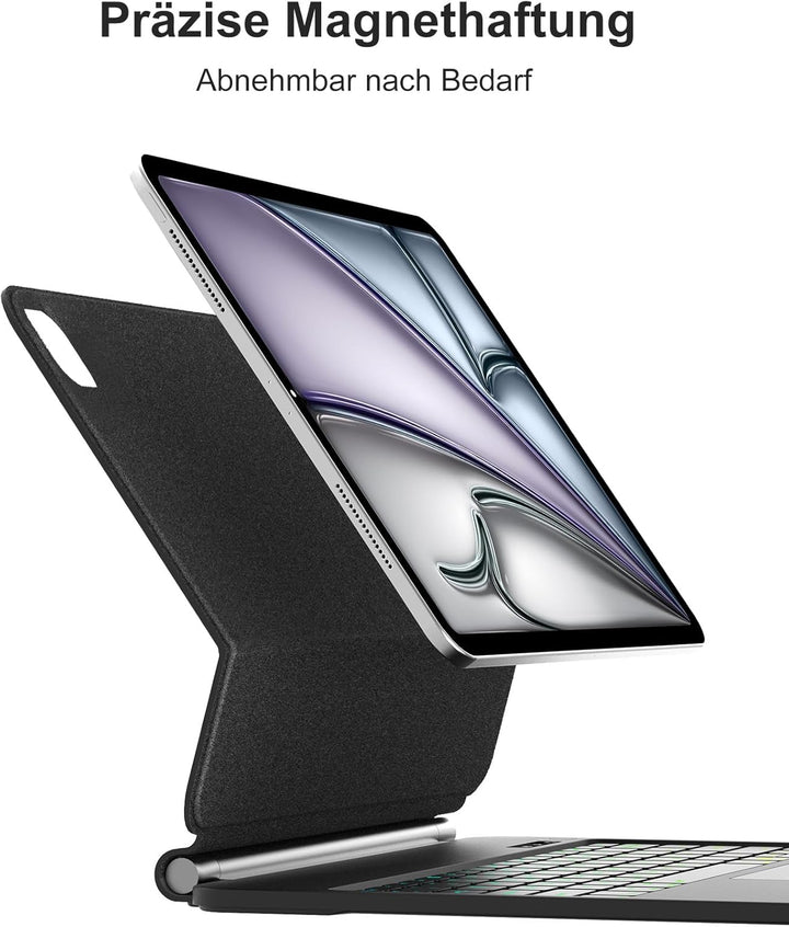 Magic Keyboard Case für iPad Air 13" (2026 M4) - Deutsch QWERTZ mit 7-Farben RGB & Trackpad - Kompat