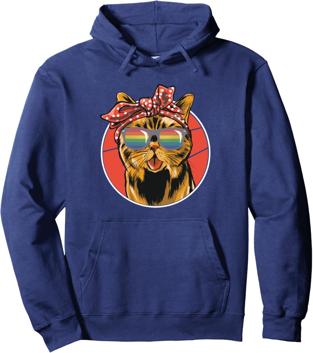 Rainbow Sonnenbrille Katze LGBTQ Pride Month Pullover Hoodie