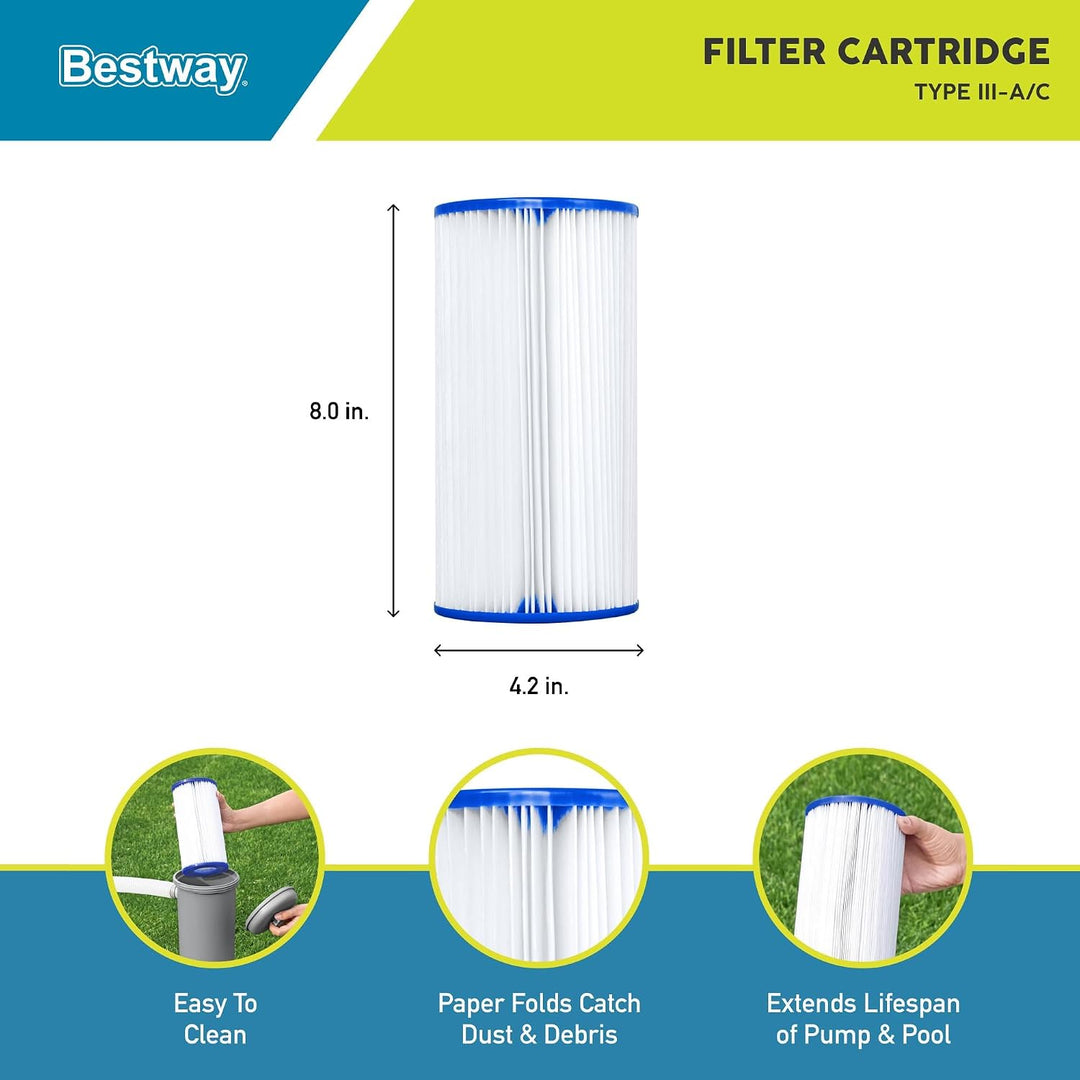 Bestway 58012P Filterkartusche Grosse III, Intex Grosse A, 6er Pack