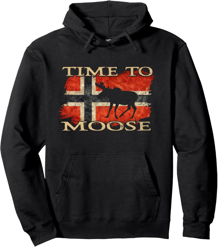 Time To Moose Norwegen Flagge Skandinavien Souvenir Elch Norwegen Pullover Hoodie