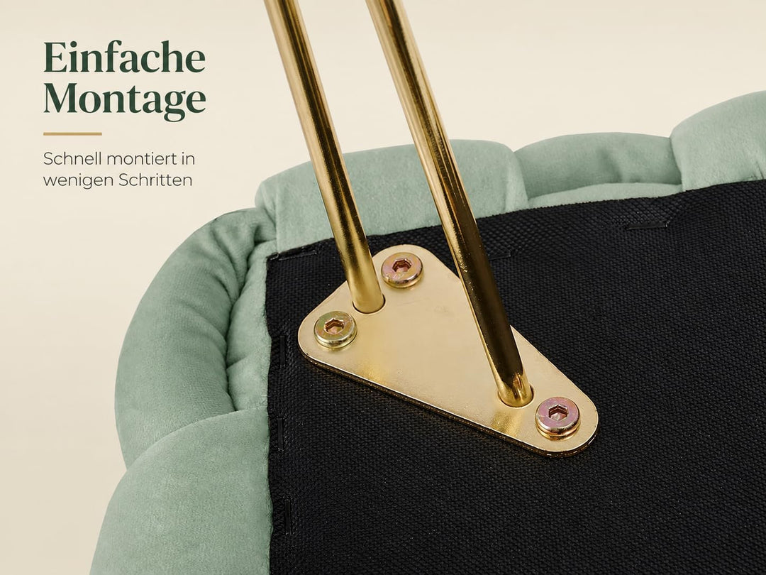 Zedelmaier Moderner Velvet Kosmetik Hocker, Quadratisch Ottoman-Fusshockermit goldfarbenen Metallbei