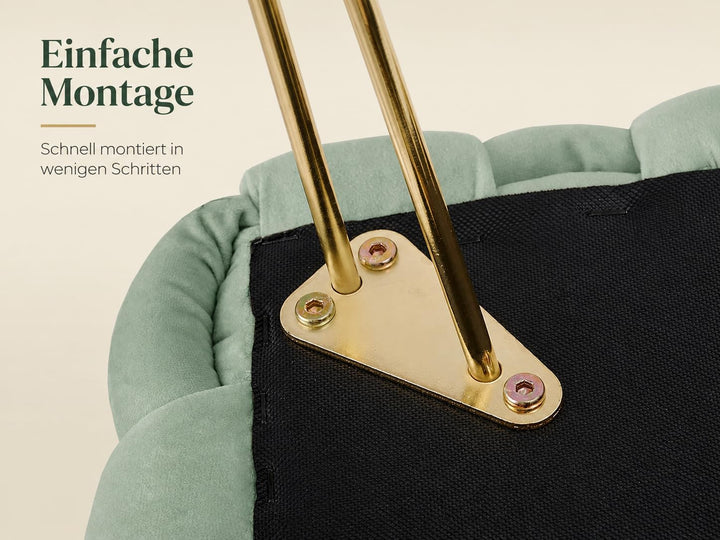Zedelmaier Moderner Velvet Kosmetik Hocker, Quadratisch Ottoman-Fusshockermit goldfarbenen Metallbei