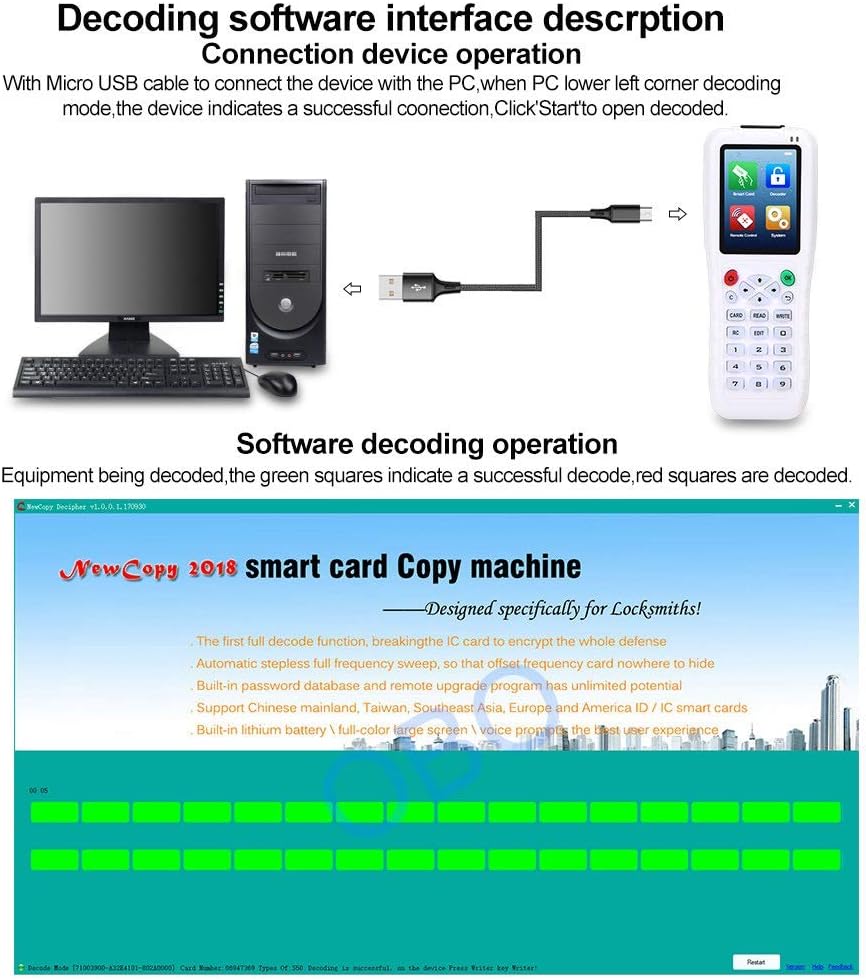 KDL RFID Duplikator 13,56 IC/ID-Kartenleser, Cloner, 125 kHz, Programmierer, Kopierer, Multifrequenz