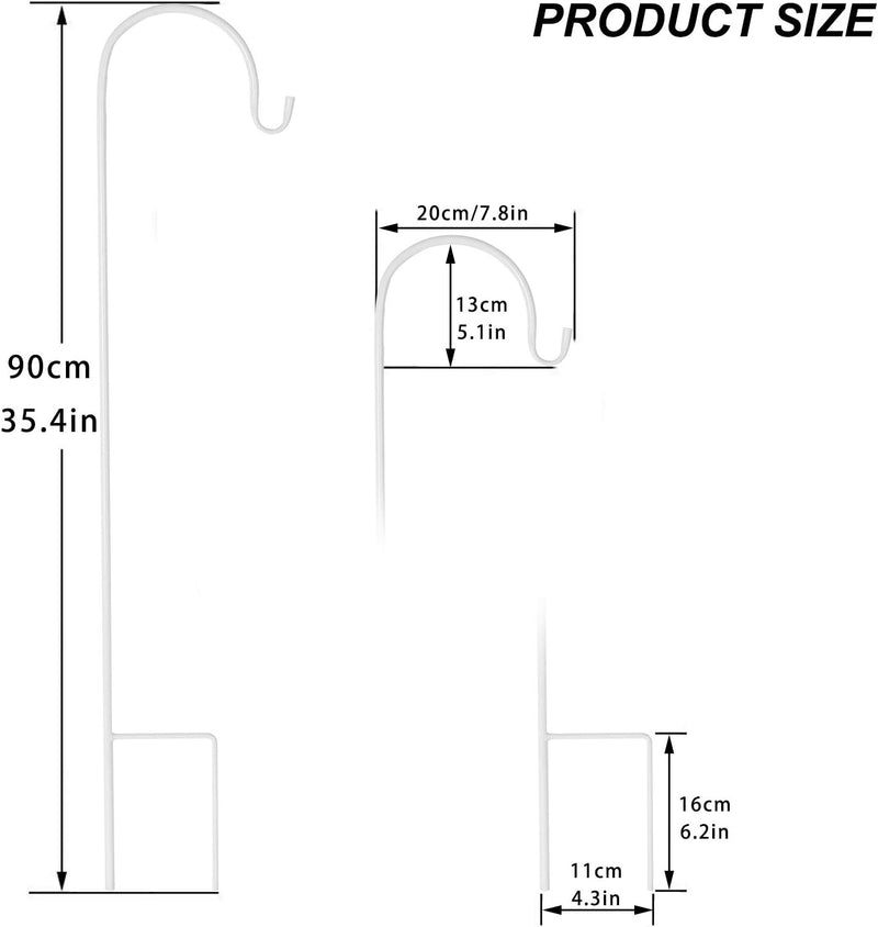 unho 8 Stück Schäferhaken aus Metall, Gartenstab Gartenstecker mit Haken für Solarleuchten, Laternen