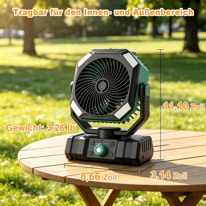 Richday Camping Ventilator mit Wasserkühlung, 20000mAh Akku, 300ml Wassertank, 2 Nebelmodi, 270° dre