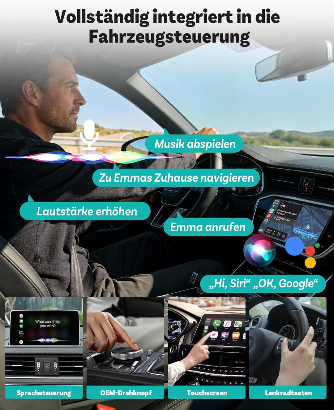 2026 Ottocast Mini Pico CarPlay Adapter, Wandelt kabelgebundenes CarPlay & Android Auto in Wireless