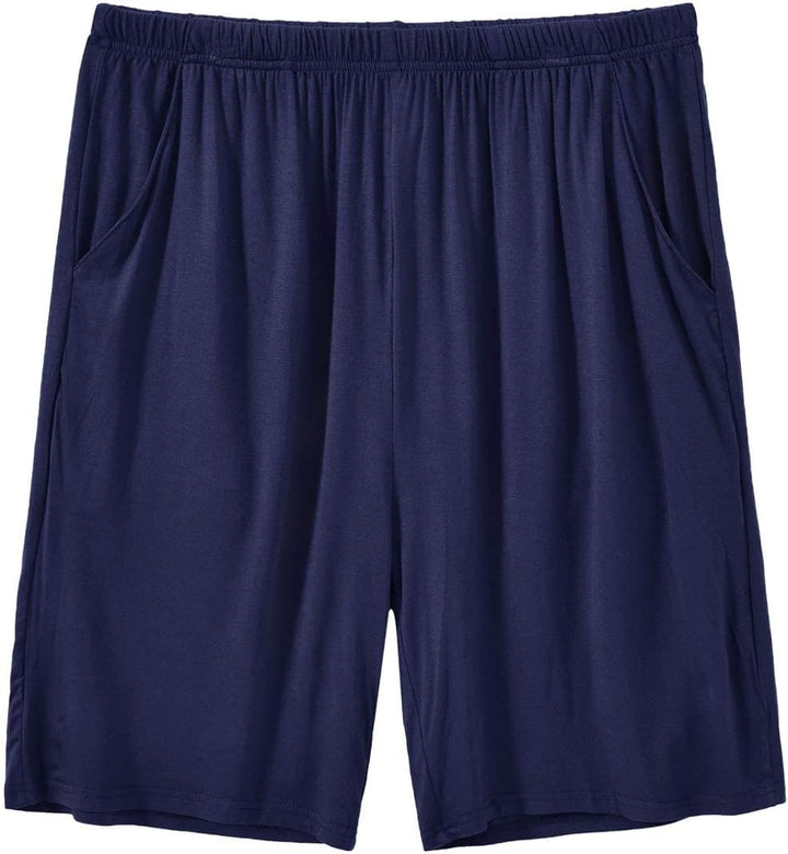 JINSHI Schlafanzughosen Modal Kurz Pyjamahose Nachtwäsche Schlafshorts für Herren 48-50 Schwarz &amp; Ma