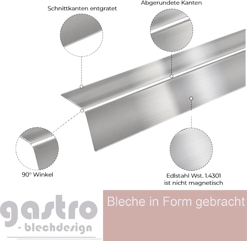 Kantenschutzprofil Edelstahl Winkel Profil, 3000mm Edelstahl Winkel 60x30 mm Schenkelinnenmass aus E