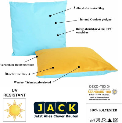 JACK 4X 2-farbiges Wende Outdoor Lounge Kissen 45x45cm Dekokissen inkl. Füllung Wasserfest Sitzkisse