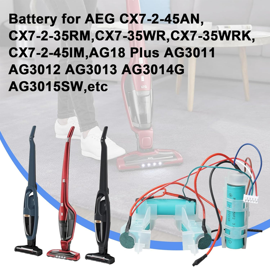18 V 3000 mAh Akku für Electrolux AEG CX7, Kompatibel mit AEG CX7-2-45AN,CX7-2-35RM,CX7-35WR,CX7-35W