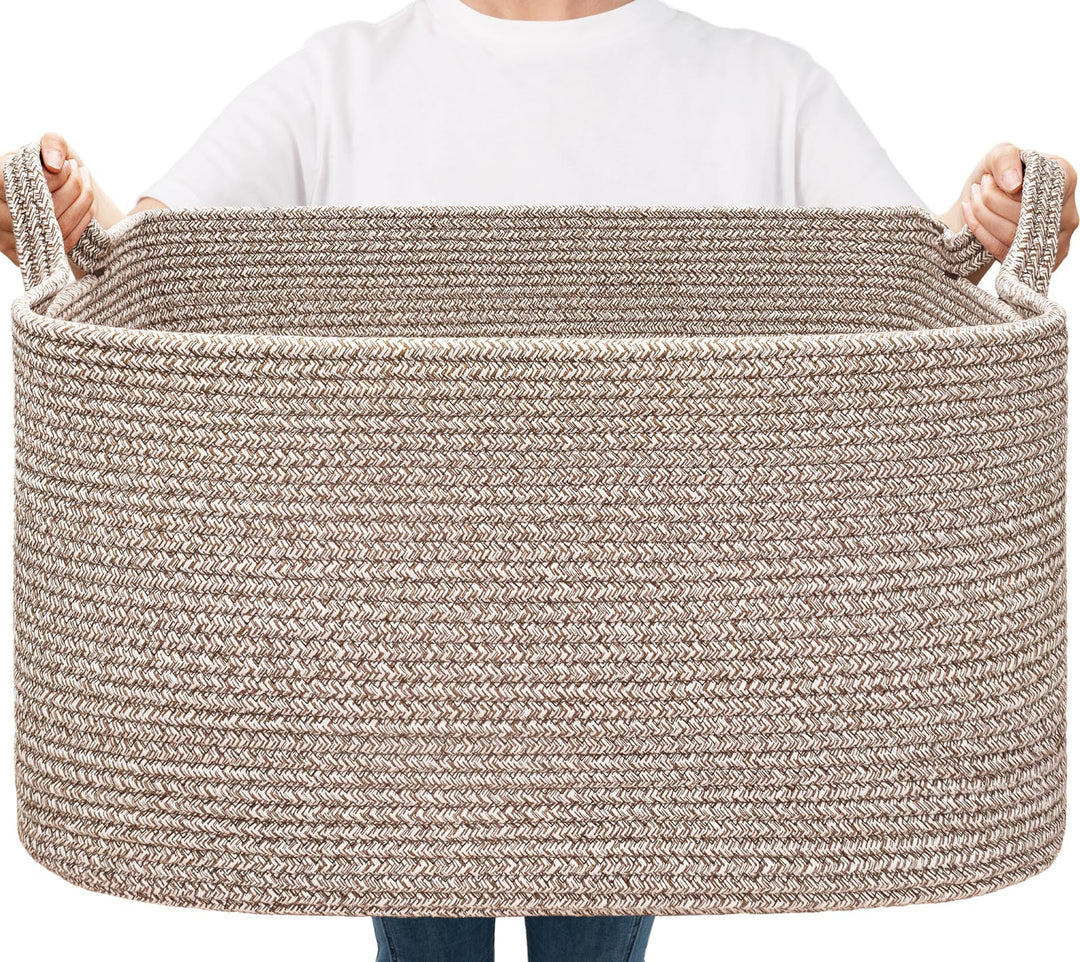 TIMEYARD 65L grosser geflochtener Aufbewahrungskorb, Deckenkorb für Wohnzimmer, Schlafzimmer, rechte
