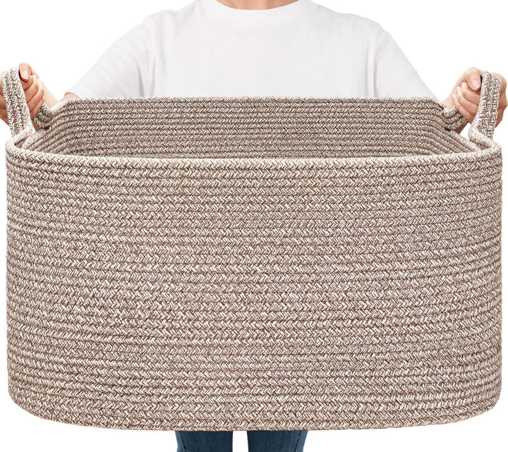 TIMEYARD 65L grosser geflochtener Aufbewahrungskorb, Deckenkorb für Wohnzimmer, Schlafzimmer, rechte