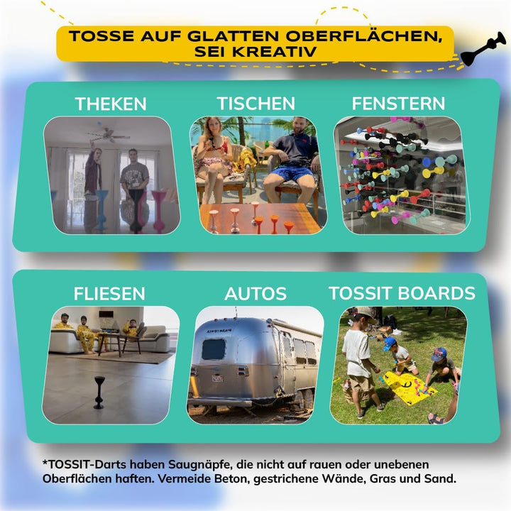 TOSSIT Spiel Saugnapf Darts, Indoor Outdoor Drinnen Draussen, Boccia, Petanque, Wurfspiel, Nachhalti
