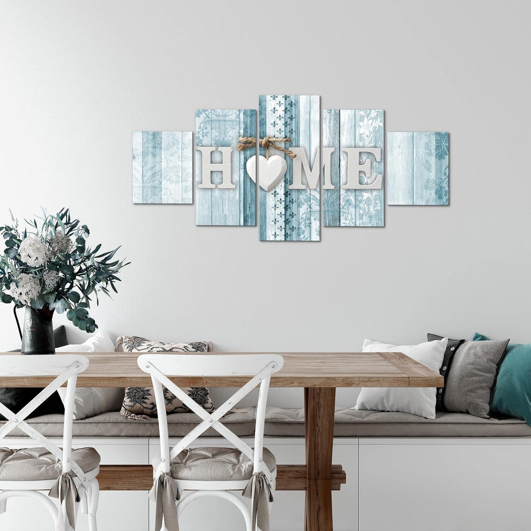 Runa Art Wandbilder Home Holzoptik 5 Teilig Bild auf Vlies Leinwand Deko Wohnzimmer Mit Spruch Grau
