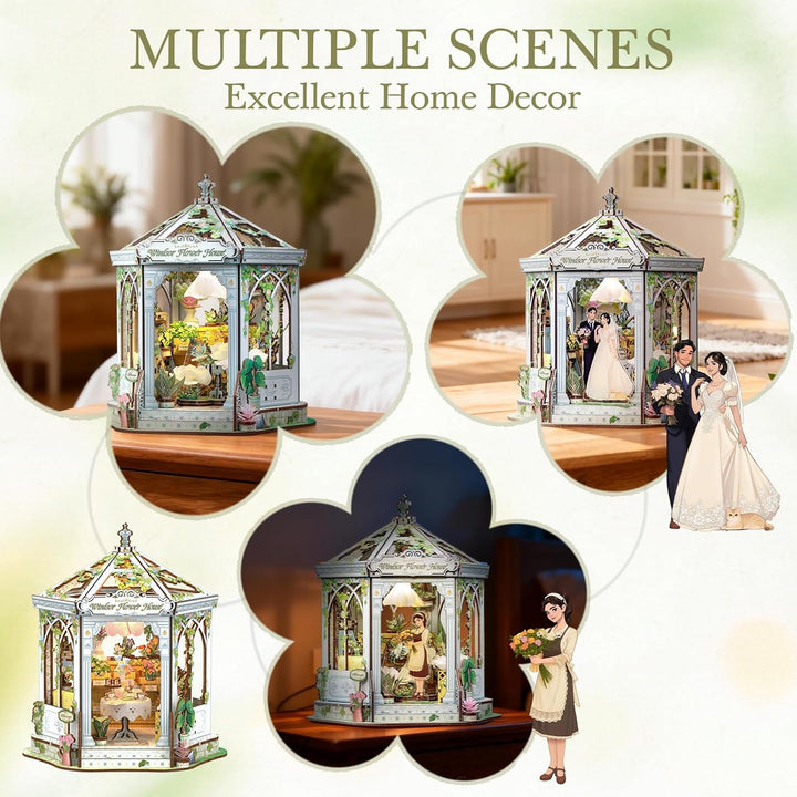 Cutefun DIY Miniaturhaus - Holz Puppenhaus für Erwachsene - Miniatur Puppenhaus Kit Bücherregal - Hä
