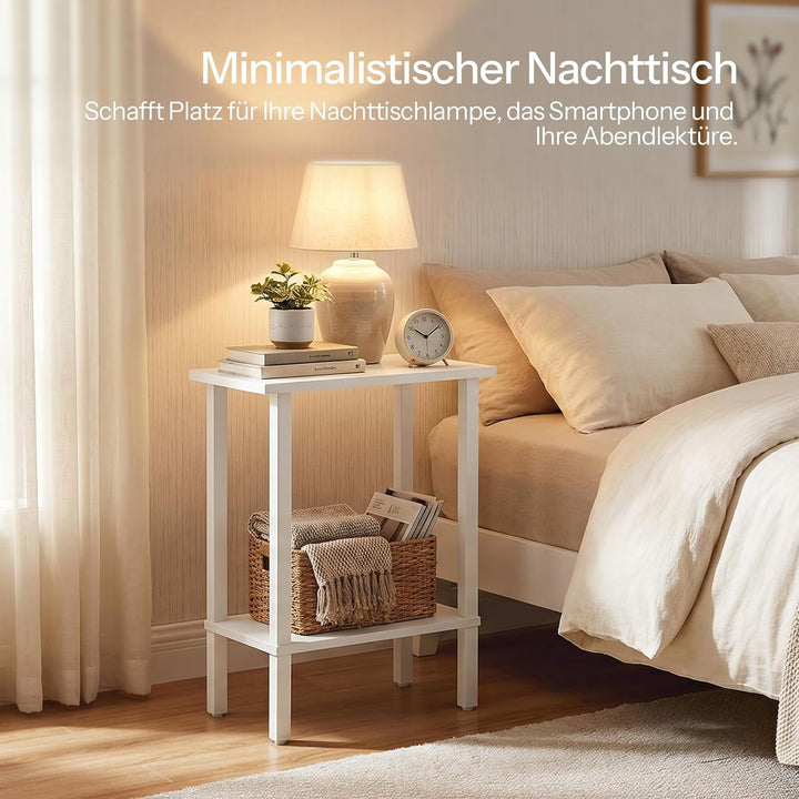 HOOBRO 2-stöckiger Beistelltisch, Couchtisch, schmaler Sofatisch, Nachttisch, für Snacks, kleine Räu