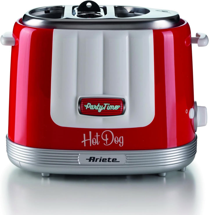 Ariete Hot Dog Maker Party Time 206, Hot Dog-Maschine mit 4 Garräumen, 5 Garstufen, Automatischer Au