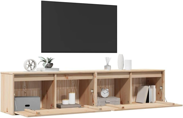 vidaXL 2X Massivholz Kiefer Wandschrank Hängeschrank TV Schrank Fernsehschrank Lowboard Fernsehtisch