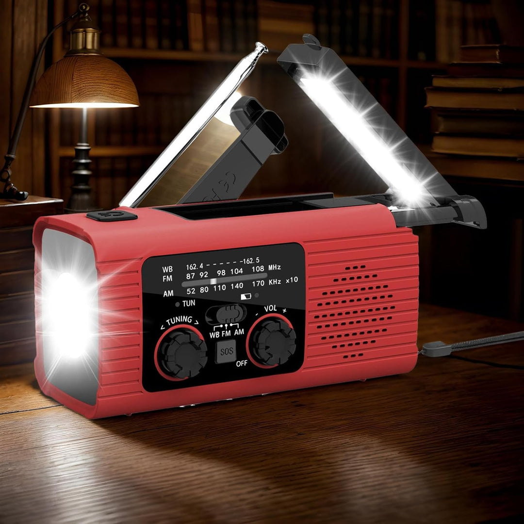 Handkurbelradio, Solarbetriebenes Handkurbelradio | Tragbares AM/FM/NOAA-Radio,SOS-Alarmradio, 3-Weg