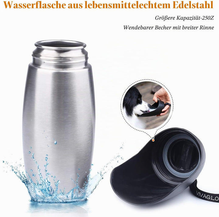 VIVAGLORY hundetrinkflasche &amp; wasserflaschenhalter mit Schultergurt-Kombi, Hunde Trinkflasche &amp; Wass