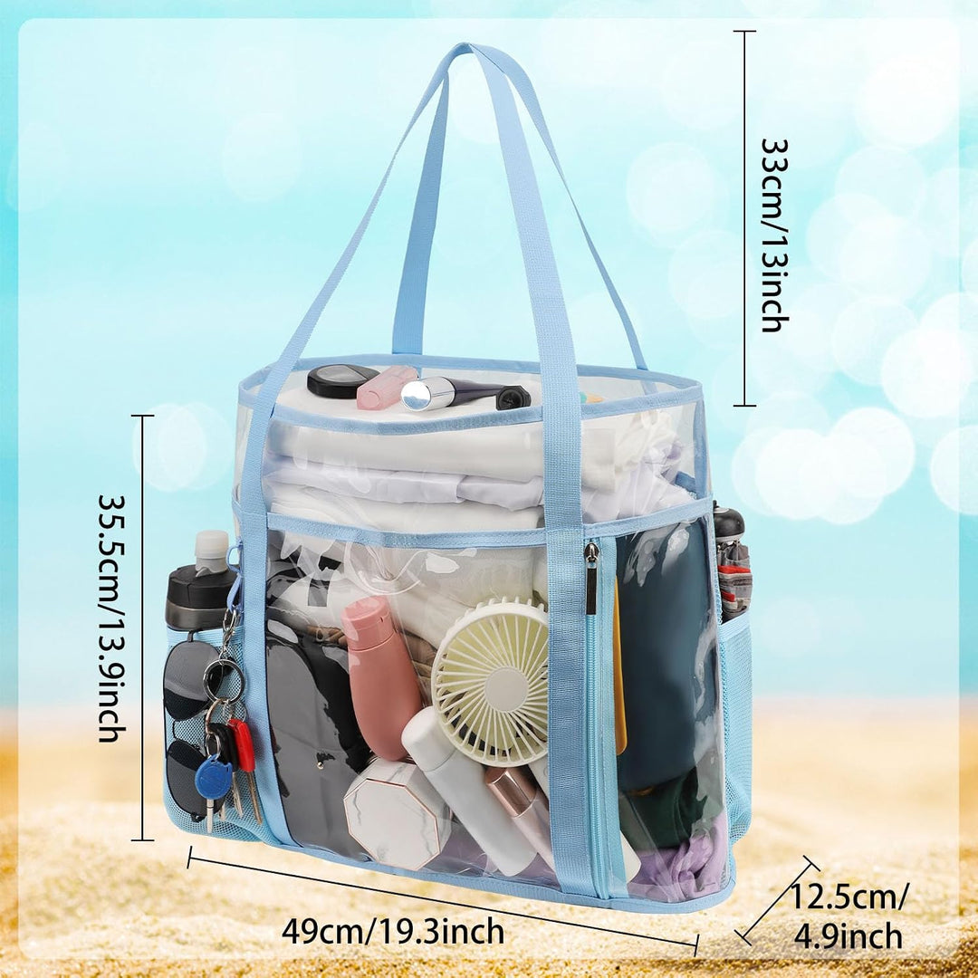 TINYAT Grosse transparente Tragetasche für Damen, transparent, Netzstoff, Strandtasche, Schultertasc