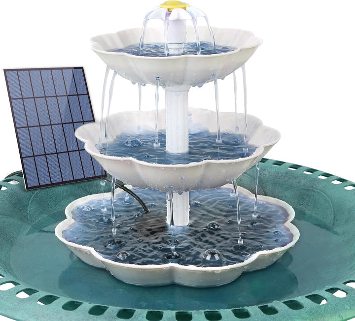 AISITIN DIY Deko Brunnen,Vogeltränke Sets mit 3,5W Solar Springbrunnen, 3 Stufige Vogelfütterer für