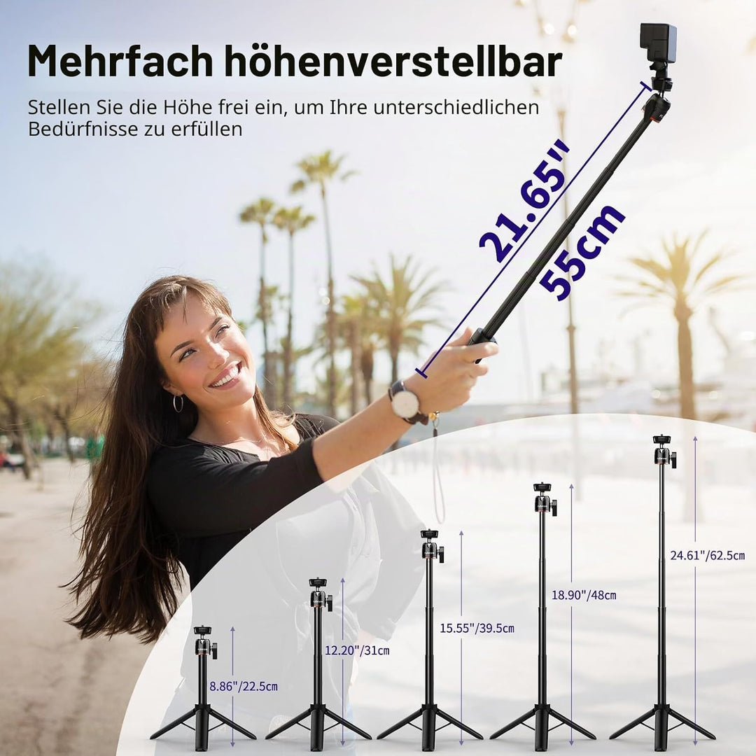 rubesee 62.5cm Mini Stativ Kamera, Tischstativ für Fotografie, Handy Stativ mit 5 Stufen Einstellung