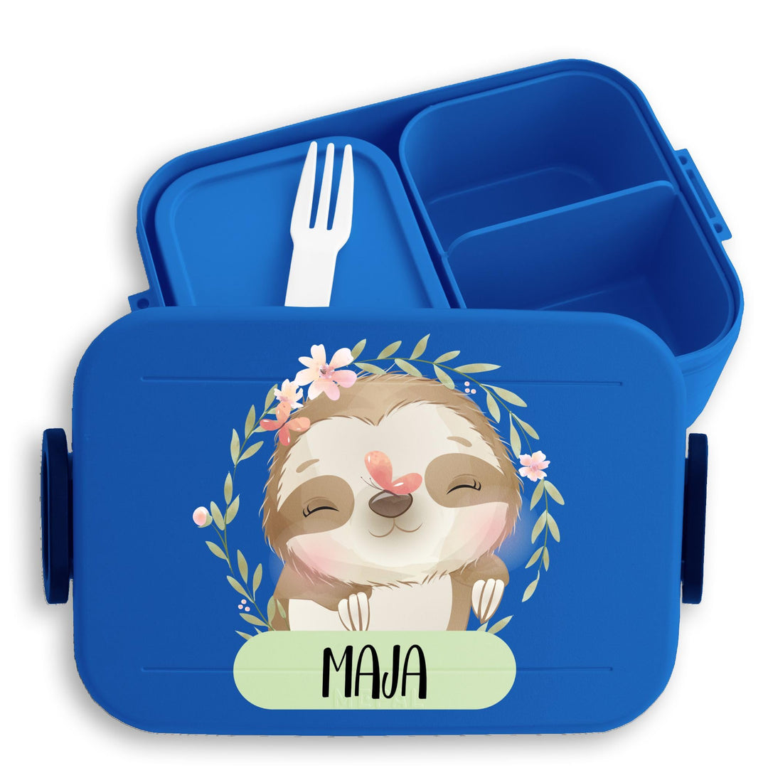 Kinder Bento Box Midi Lunchbox für Mepal Bentobox - Brotdose Faultier mit Name | Geschenk Einschulun