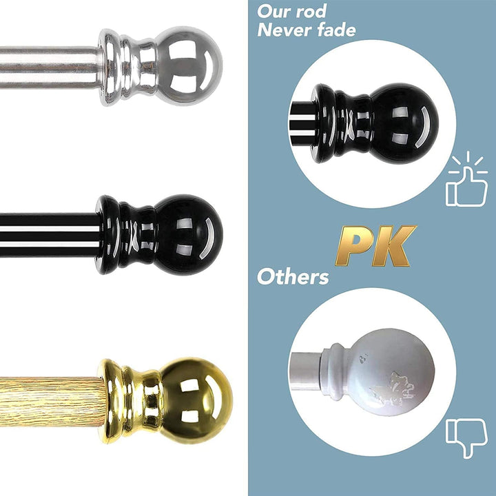 Gardinenstange, 76-122CM Gardinenstange für Fenster mit Rundem Endstück Einzel mit Finials aus Edels