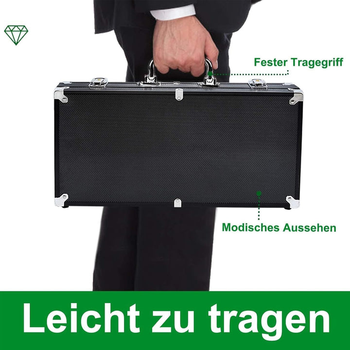 AufuN Pokerkoffer 500 Chips Laser Pokerchips 12 Gramm Metallkern, inkl. 2X Pokerdecks, 5X Würfel, De