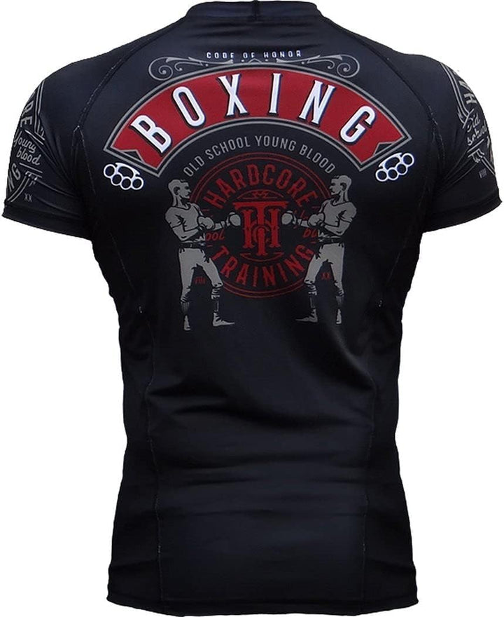 Hardcore Training Rash Guard Men's Kompressionshemd Herren Kurze Ärmel Grappling Jiu Jitsu MMA Fitne