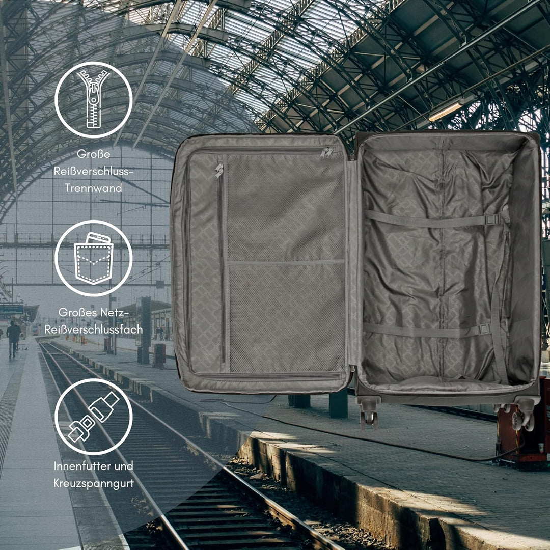 Kenorada Reisetrolley SoftLITE 4w | Koffer aus strapazierfähigem Polyester | Leichter Trolley mit Vi