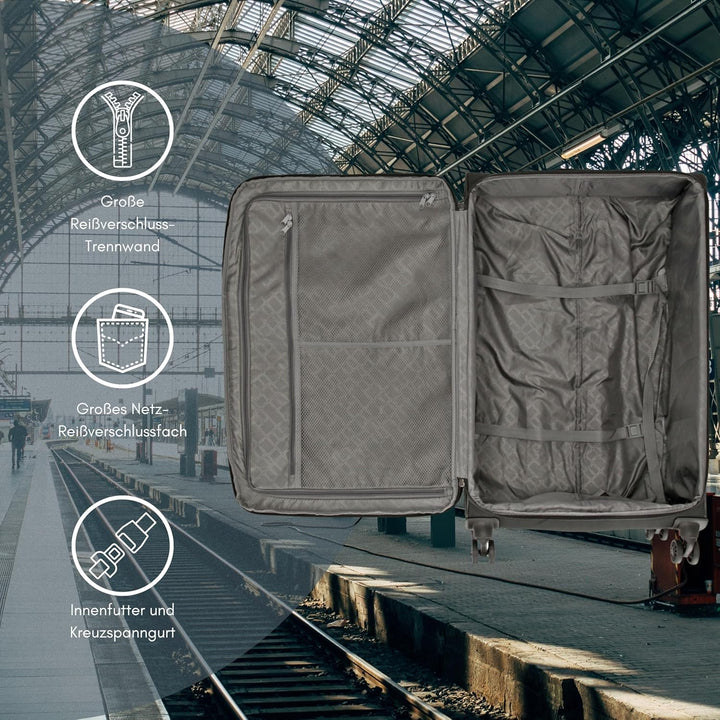 Kenorada Reisetrolley SoftLITE 4w | Koffer aus strapazierfähigem Polyester | Leichter Trolley mit Vi