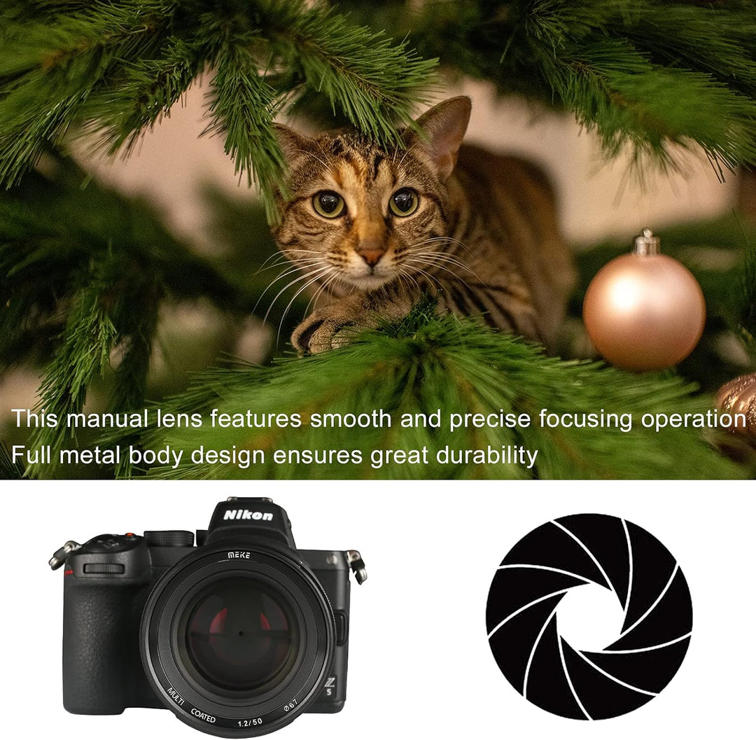 Meike MK-50 mm F1.2 grosse Blende Vollrahmen manueller Fokus Fixobjektiv für Z-Mount Z5 Z6 Z7 Z50