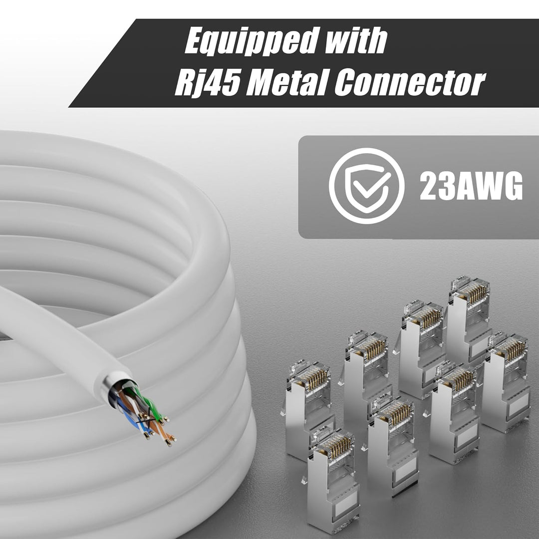 MEIPEK 40m Cat 6 Lan Kabel Netzwerkkabel Weiss Outdoor Verlegekabel Lange 40 Meter Aussenbereich Ins