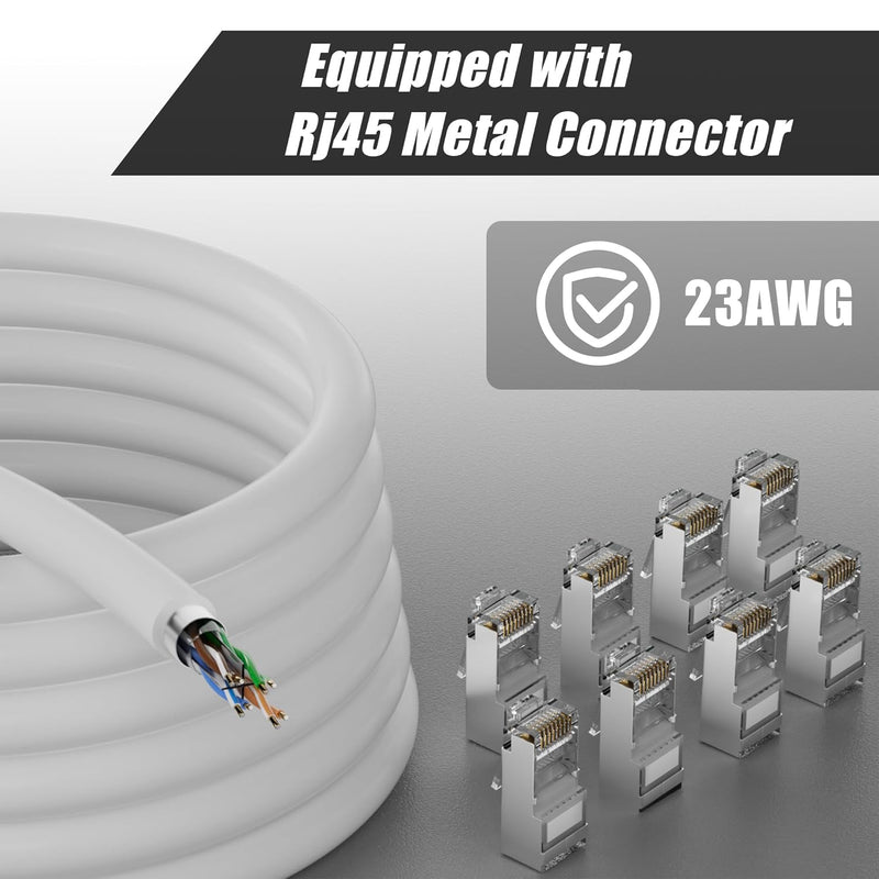 MEIPEK 40m Cat 6 Lan Kabel Netzwerkkabel Weiss Outdoor Verlegekabel Lange 40 Meter Aussenbereich Ins