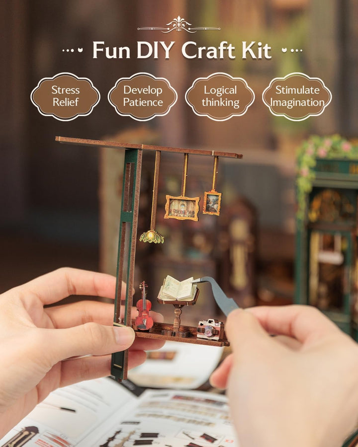 CUTEBEE Book Nook Kit - DIY Miniatur Haus Kit für Erwachsene, Jugendliche und Anfänger, DIY House Bi
