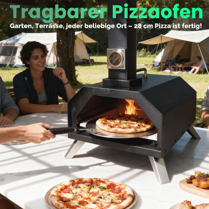 Outdoor Pizzaofen, Holzpellet-pizzarette, 30,5 cm, mit Pizzaschieber und Pizzaschneider für Strand,