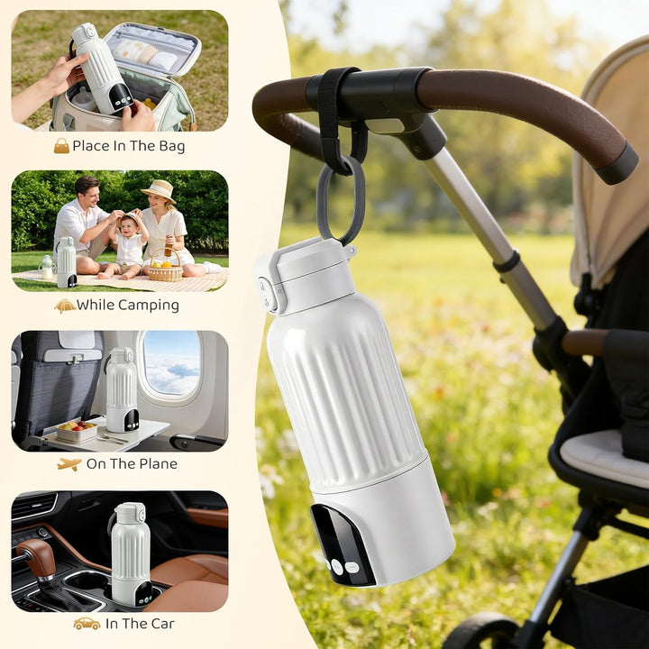 500ml Flaschenwärmer Baby Unterwegs, Tragbarer Flaschenwärmer Baby, mit Desinfektionsfunktion, 140W