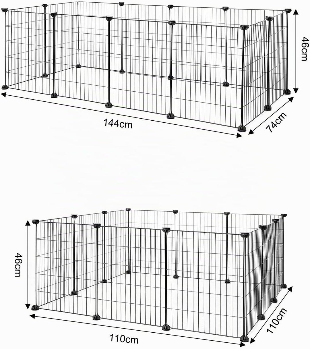 lionto Freigehege aus Metall Kleintierauslauf Kleintiergehege Kleintierkäfig 144x74x46 cm