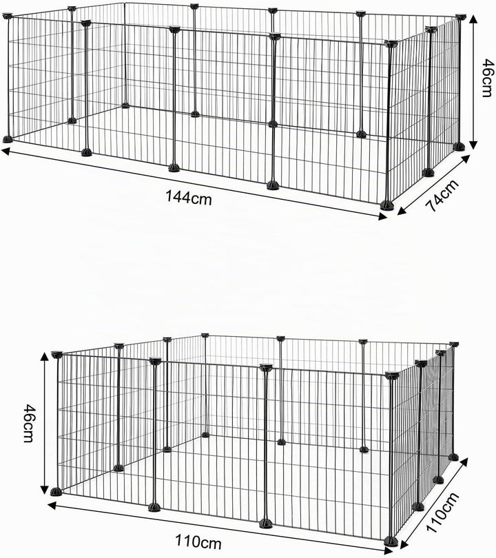 lionto Freigehege aus Metall Kleintierauslauf Kleintiergehege Kleintierkäfig 144x74x46 cm
