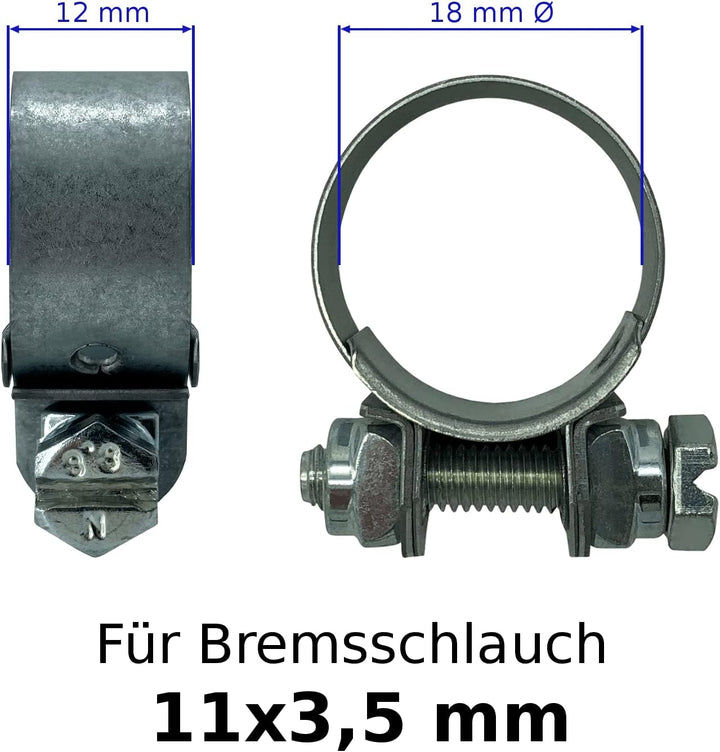10x Schlauchschelle für Bremsschlauch 11x3,5 18mm Ø Schelle 12mm breit Druckluft LKW Anhänger Auflie