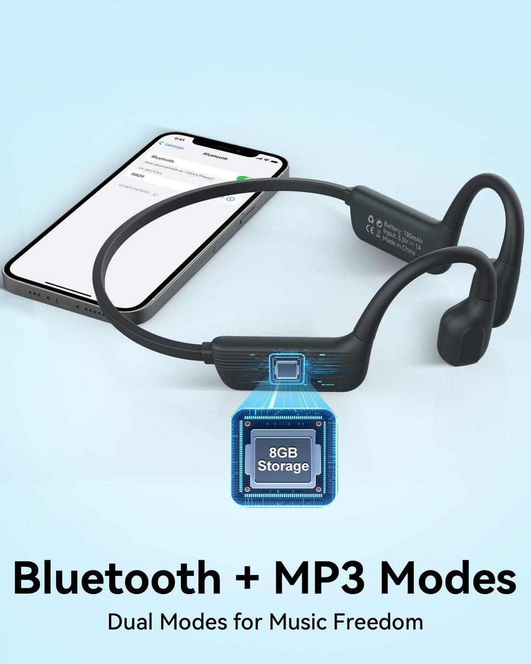 MONODEAL Kopfhörer Schwimmen IP68 wasserdichte Knochenschall Kopfhörer Bluetooth 5.4, Bone Conductio