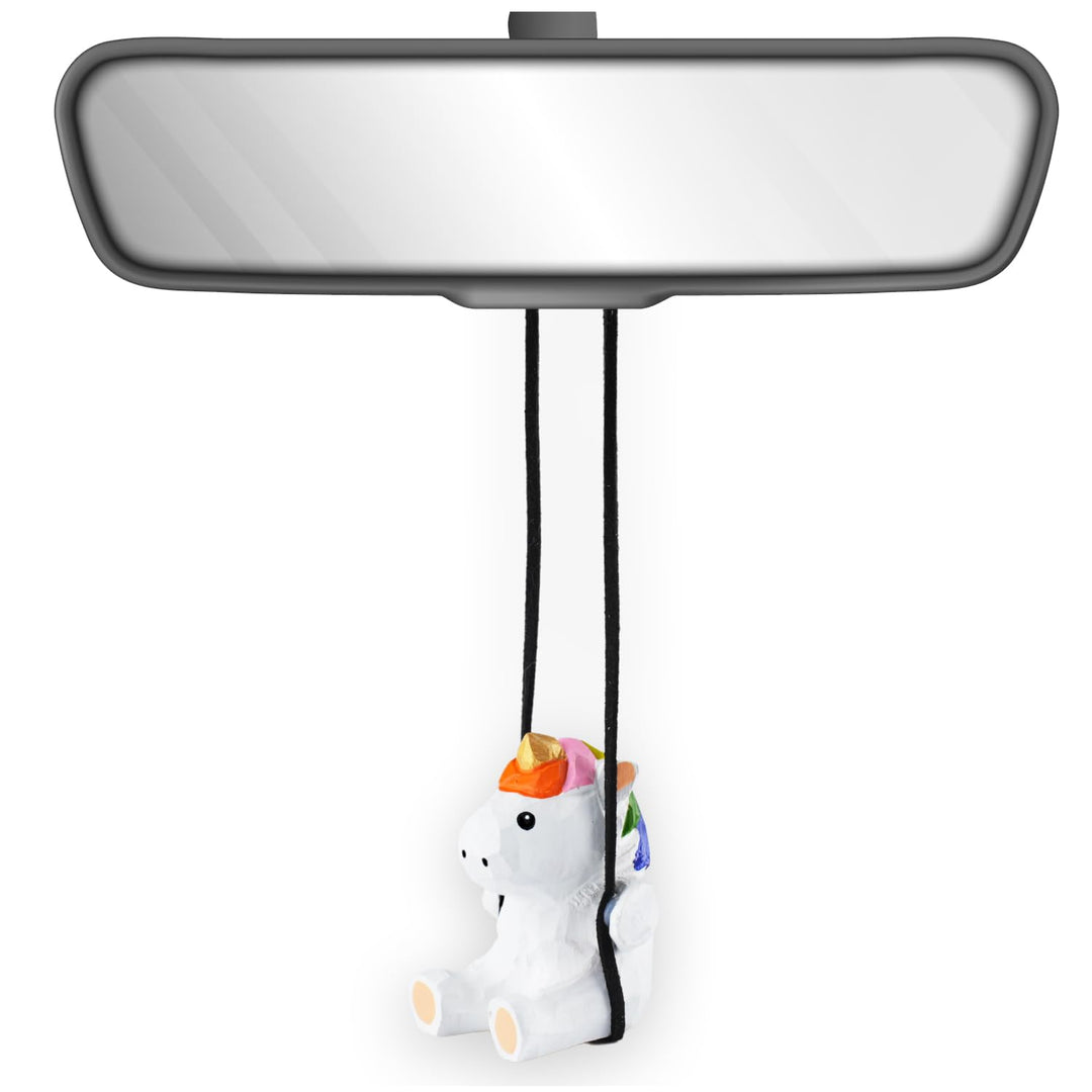 VIPbuy 100% handgemachtes hölzernes schwingendes Einhorn Auto hängendes Ornament - Niedliches handge
