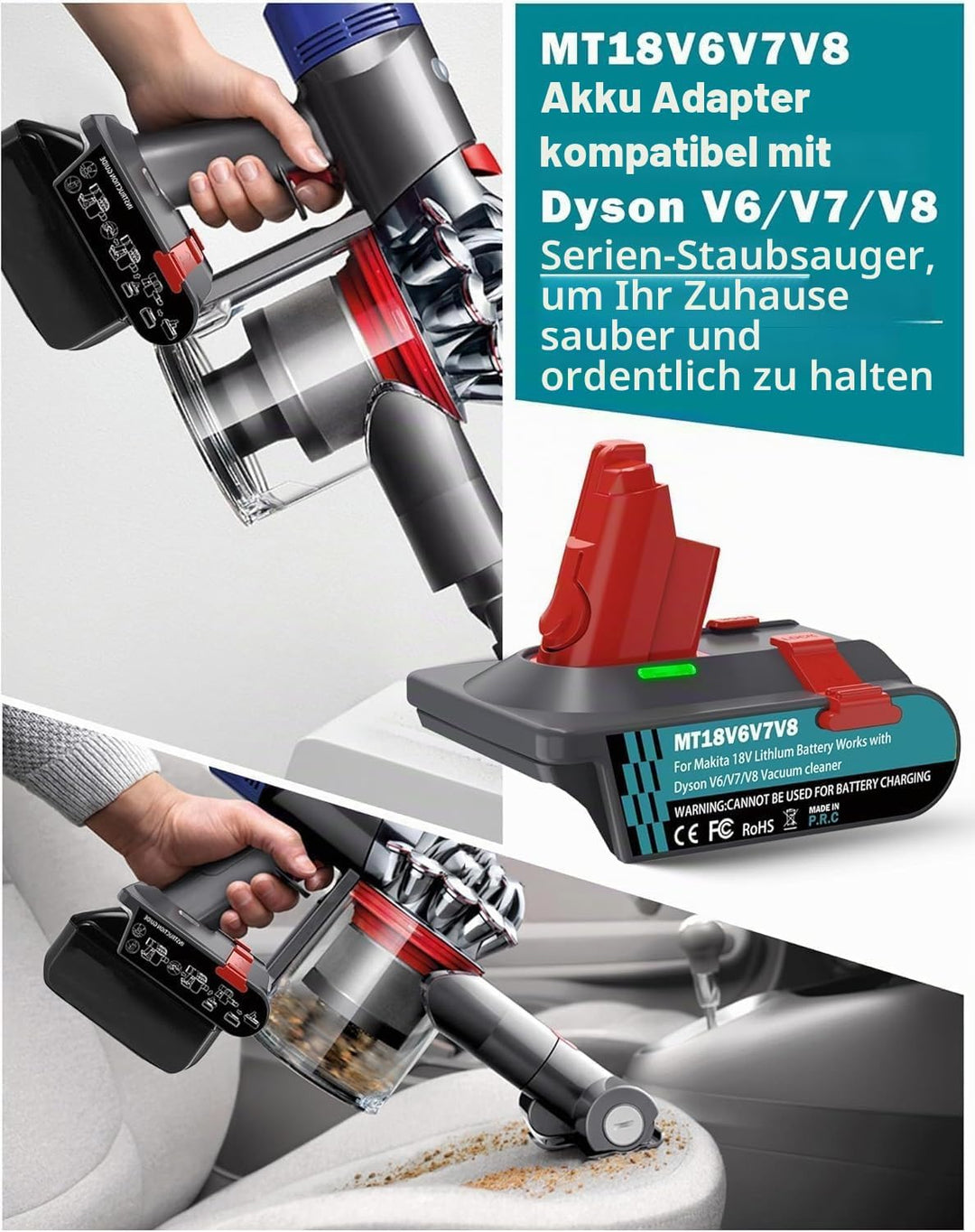 für Dyson V6V7V8 Akku Adapter für Makita 18V Lithium Akku auf für Dyson V6V7V8 Animal Fluffy Motorhe